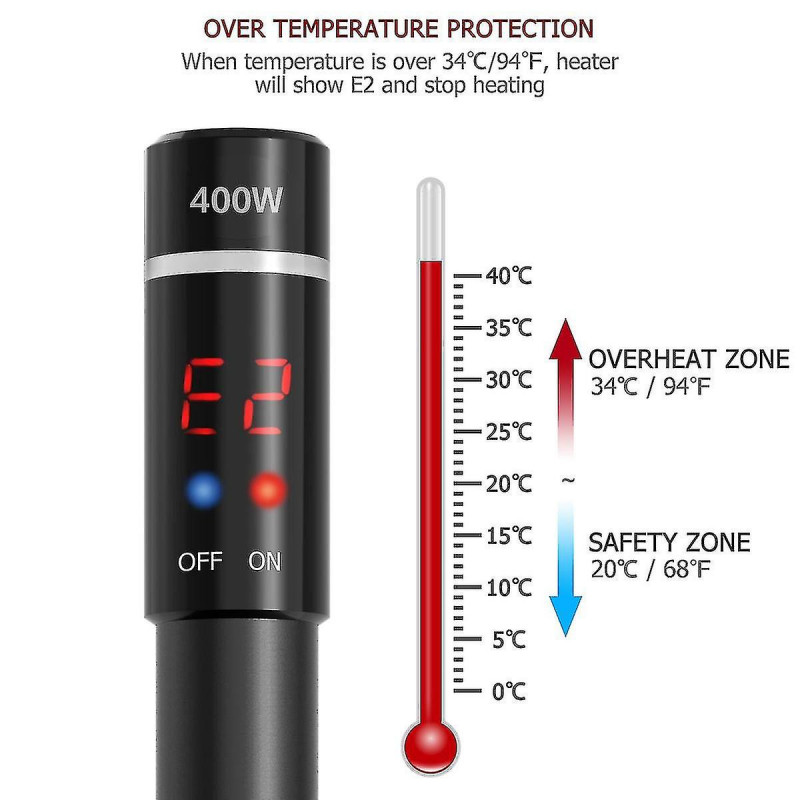 400w Fish Tank Heating Rod avec thermomètre et affichage numérique LED Plongée Aquarium Heater Titanium Heating Rod