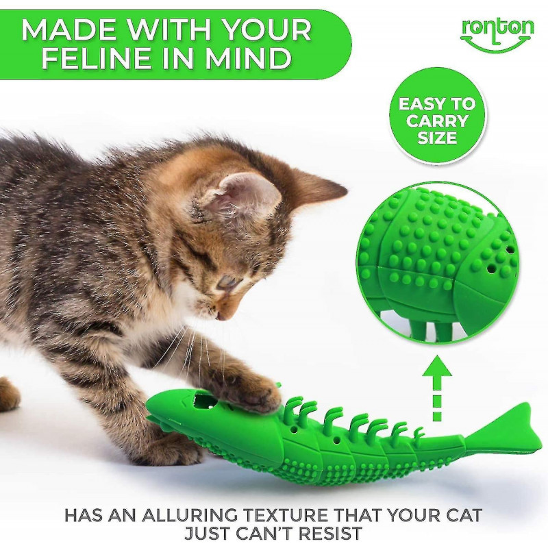Jouet d’herbe à chat Brosse à dents pour chat - Caoutchouc dur durable - Cat Dental Care, Cat Interactive [...]