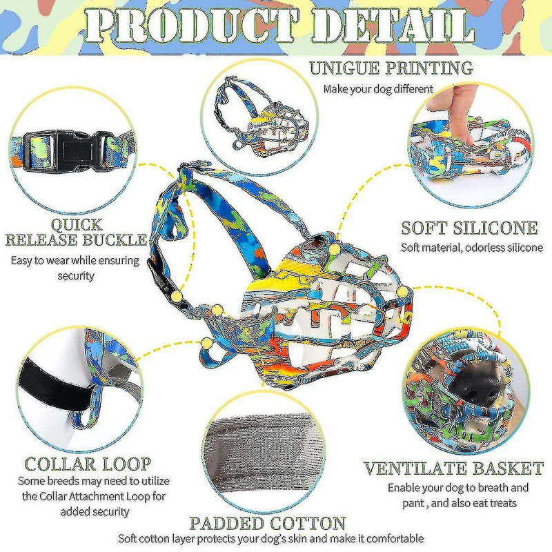 Muselière pour chien, muselière en silicone pour petits chiens de taille moyenne, muselière à cage souple pour [...]