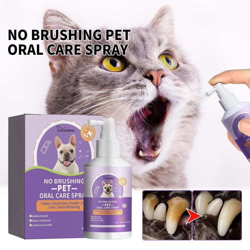 Teeth Cleaning Spray for Dogs and Cats Pet Oral Cleansing Tartar and Stains Removes Odor and Freshens Breath