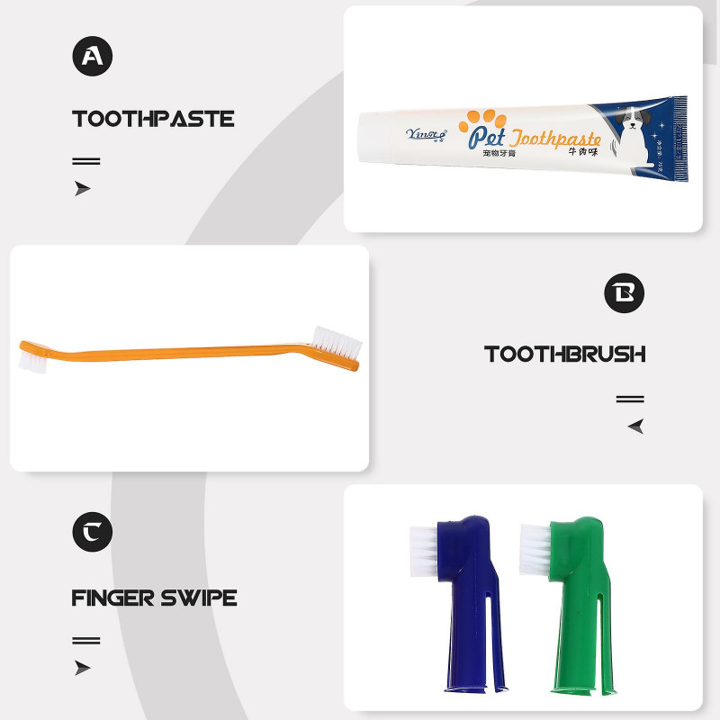 1 Set Dog Toothpaste Pet Periodontal Care Kit Oral Cleaning Supplies (Beef Flavor)