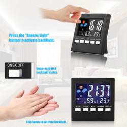Digital Display Thermometer Humidity Clock Temperature Monitor Alarm