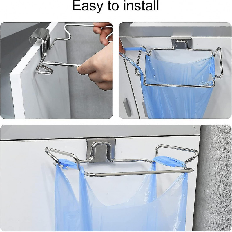 Hanging Trash Bag Holder, Stainless Steel Door Back Garbage Bag Rubbish Bag Hanger For Kitchen Cupboard Cabinets [...]
