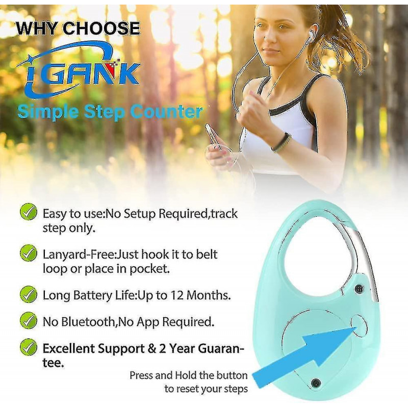 Podomètre de marche simple 3d Compteur de pas Pour Hommes Femmes Enfants - Turquoise-