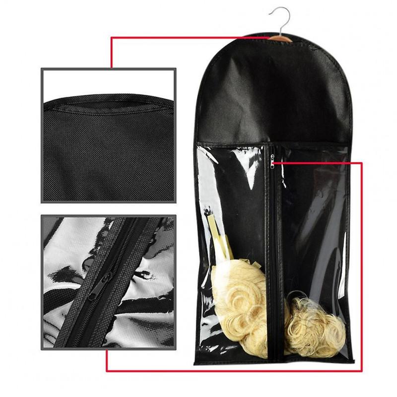 Fornnerg Hair Extensions Wig Storage Bag Holder Case Dustproof Organizer Protect Pouch