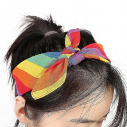 Bandeau arc-en-ciel mignon filles yoga course sports headwear long élastique bande de cheveux
