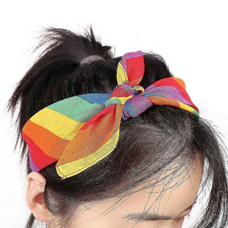 Bandeau arc-en-ciel mignon filles yoga course sports headwear long élastique bande de cheveux