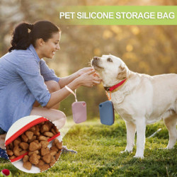 Silicone Dog Treat Pouch Portable Pet Snack Pack Training Outings Lightweight Odorless Attachable