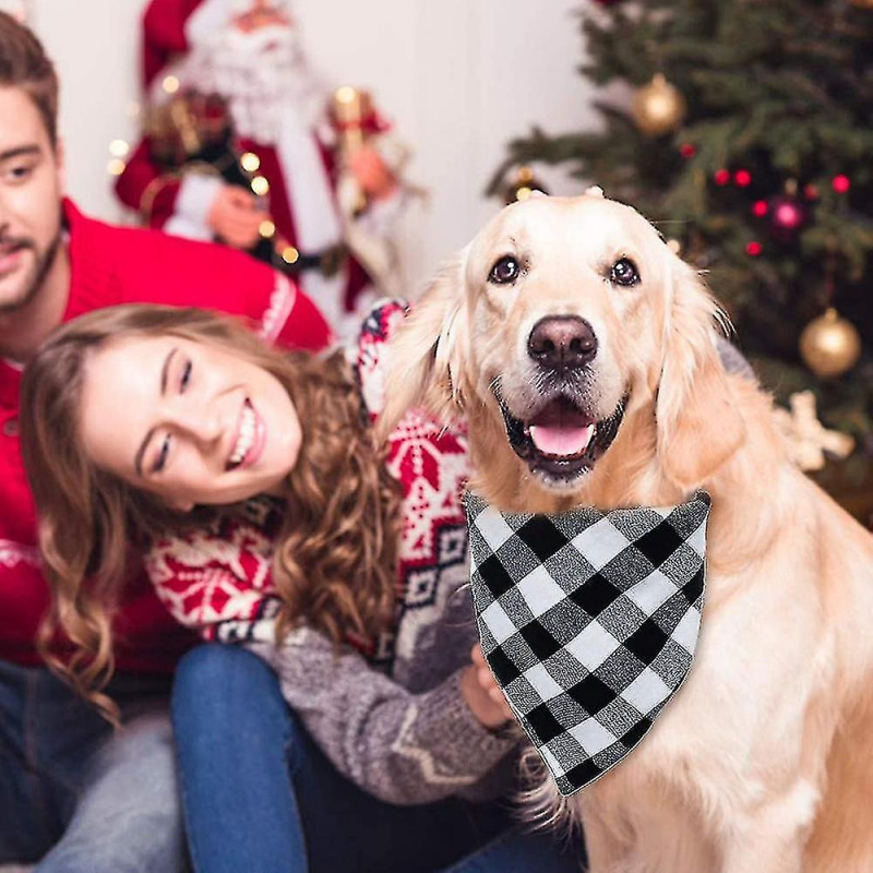 2 Pcs Dog Bandana Noël Classique Plaid Pet Bandana Foulard