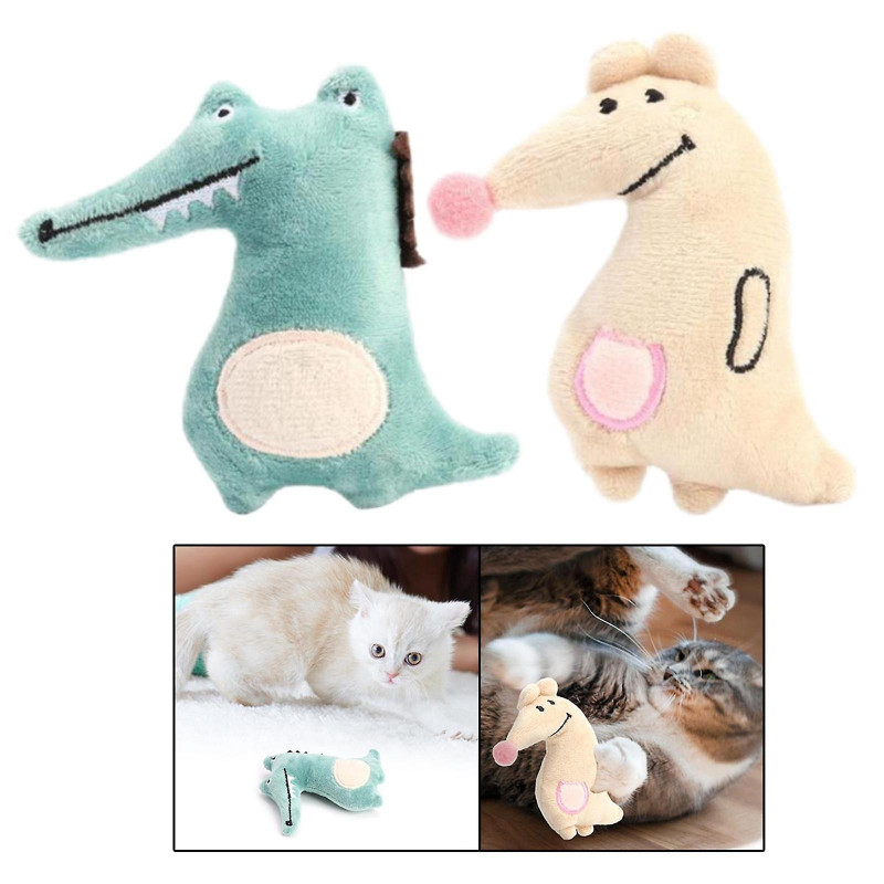 2 Pieces Catnip Toys Animal Doll Cat Kitten Kitty Chew Supplies For Biting