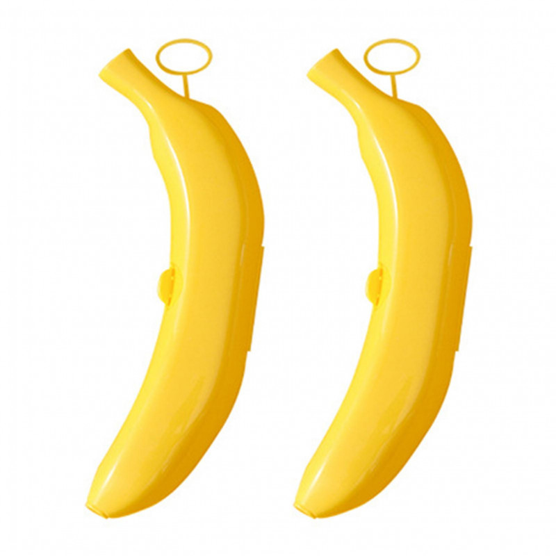 2pcs Lunch Box Holder Banana Protector Outdoor Travel Yellow Kitchen For Kid