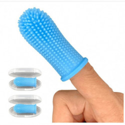 2Pcs Pet Fingertips Cleaning Toothbrushes Pet Silicone Toothbrushes Pet Teeth Cleaning Tools Blue