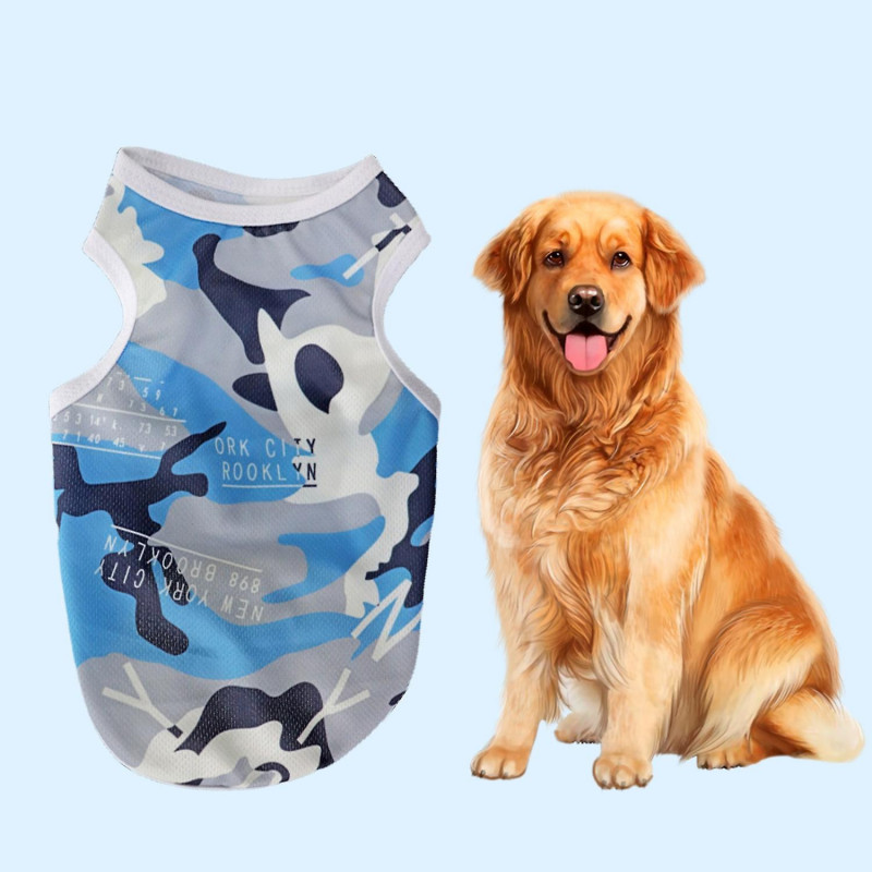 ZHOUBA Pet Vest Camouflage Round Collar Sleeveless Pullover Type Comfy Dog Clothes for Outdoor