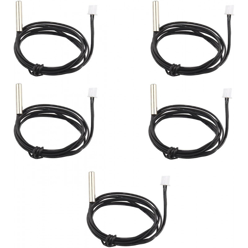 Waterproof 3950 Thermistor Temperature Sensor Probe, 1m Cable, Temperature Detector, Pack Of 5