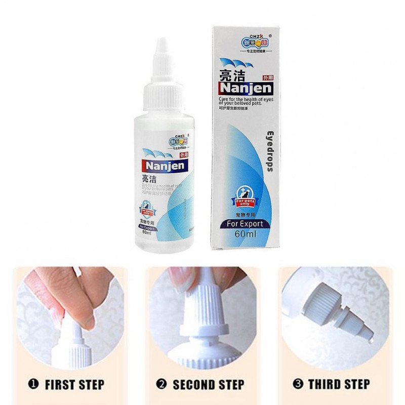 60ml Pet Eye Drops Health Care Dust Removal Gentle Cat Dog Home Travel Practical