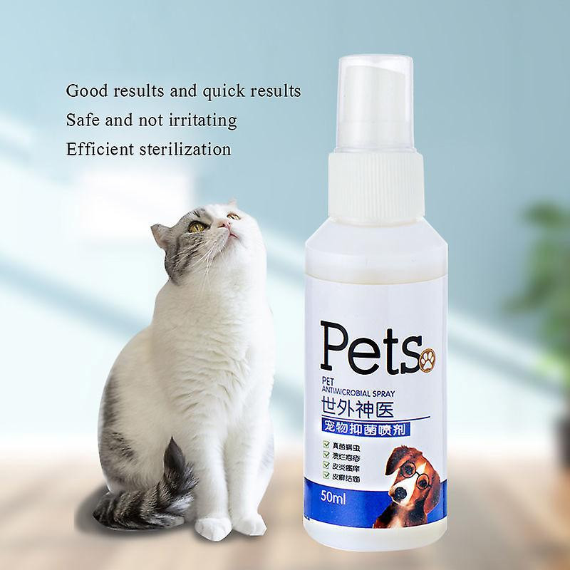 Pet Antibacterial Spray 50ml Pour Chiens Et Chats Pour Améliorer Les Croûtes Et Le Prurit
