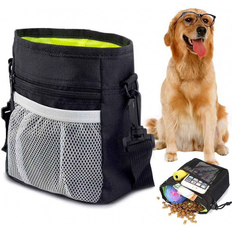 Food Bag For Dogs, Practical Treat Bag With Integrated Dog Waste Bag Dispenser (black)