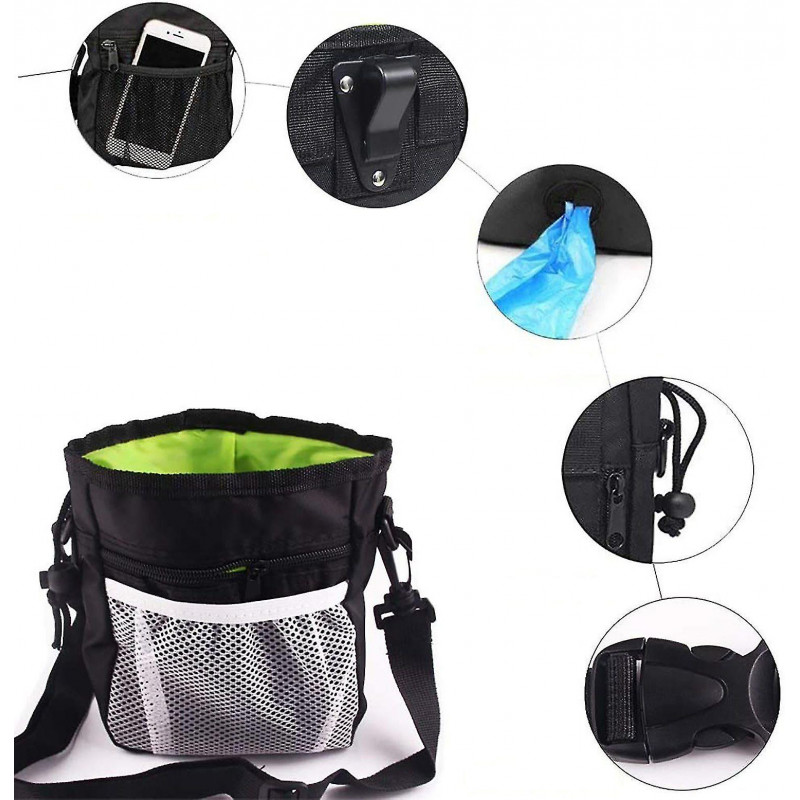 Food Bag For Dogs, Practical Treat Bag With Integrated Dog Waste Bag Dispenser (black)