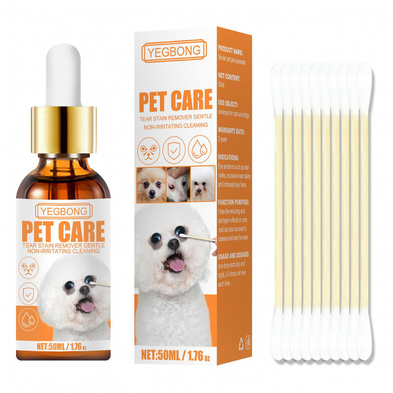 60ml Pet Eye Drops Dog Cat Tearing Stain Removal Dirt Stain Remover Anti-Inflammatory Eye Care Cleaner Pet Eye Drop