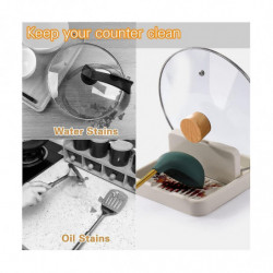 Repose-cuillère avec support de couvercle pour spatule Louche Pot Couvercle Ustensile Repos pour comptoir, gadgets [...]