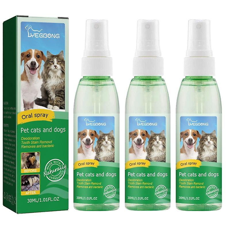 3pcs Pet Tooth Cleaning Spray Dog Oral Care Bad Teeth Breath Freshener Plaque Remove