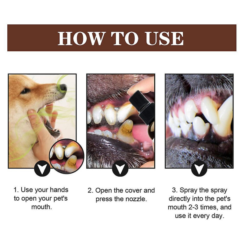 2pcs Pet Oral Spray Teeth Cleaning For Dogs & Cats Bad Breath Tartar Plaque Removal