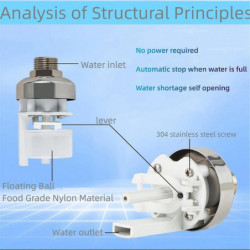 2 Pack 1/2inch 3/4inch Auto Fill Shut Off Water Tank Float Valve, 304 Stainless Steel Water Level C