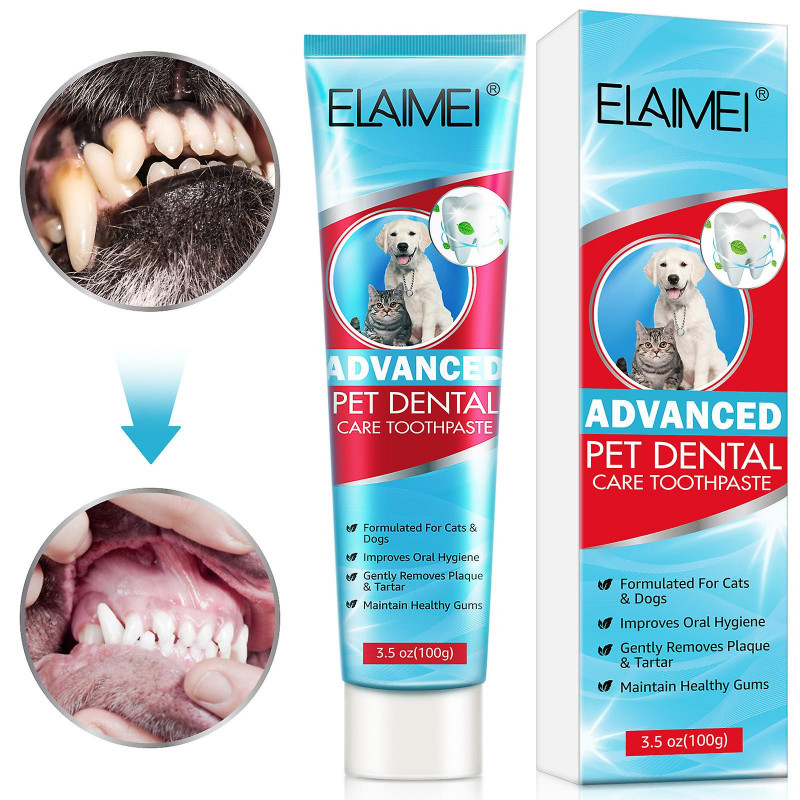 Elaimei Mint Pet Toothpaste for Fresh Breath & Oral Health - Tartar Cleaning Formula