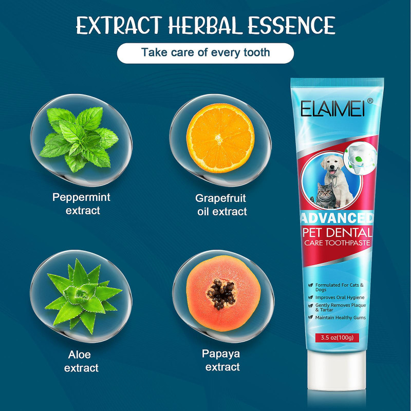 Elaimei Mint Pet Toothpaste for Fresh Breath & Oral Health - Tartar Cleaning Formula