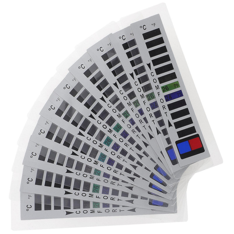 10pcs Sewable Temperature Strips Liquid Crystal Clothing Temperature Stickers 16~38/61~100