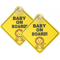 Infant Car Warning, Infant Car Sticker Sign Car Warning With Suction Cup (2 Pieces)