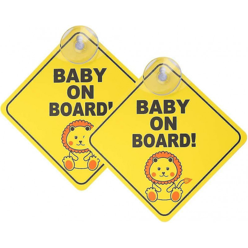 Infant Car Warning, Infant Car Sticker Sign Car Warning With Suction Cup (2 Pieces)
