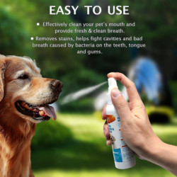 Spray nettoyant pour les dents de pet pour chiens chats, spray déodorant oral pour animaux de compagnie Pet Clean [...]