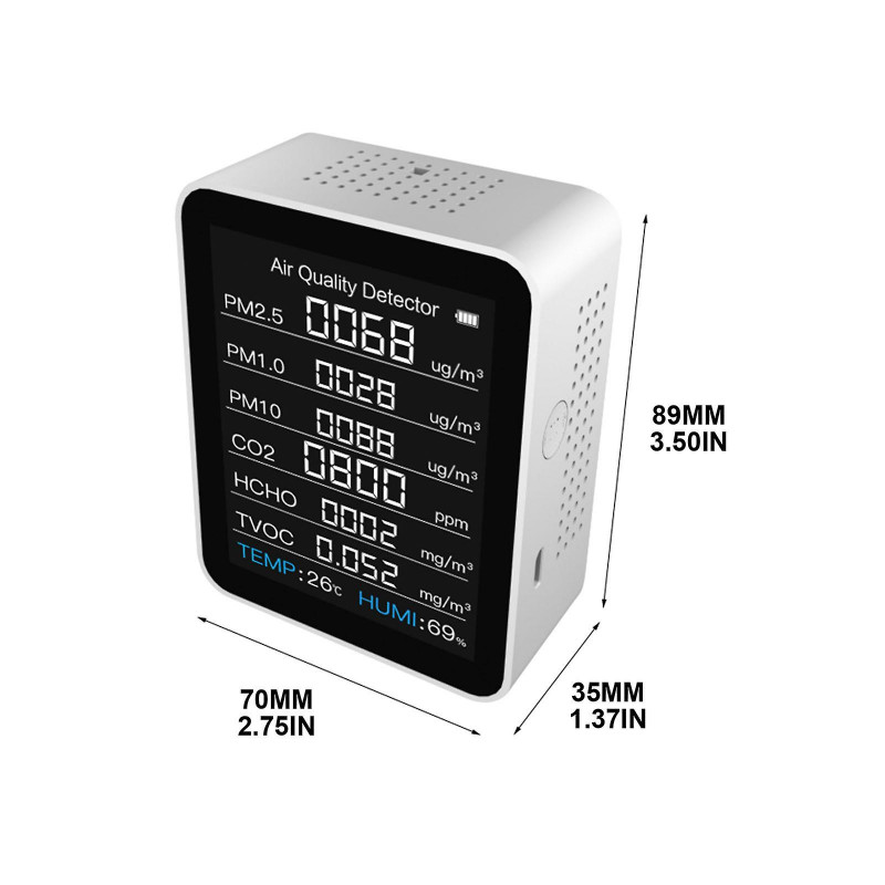 Upgraded Air Quality Monitor With 3 Different Display Pm2.5/pm1.0/pm10/co2/hcho Display Temperature Humidity Test
