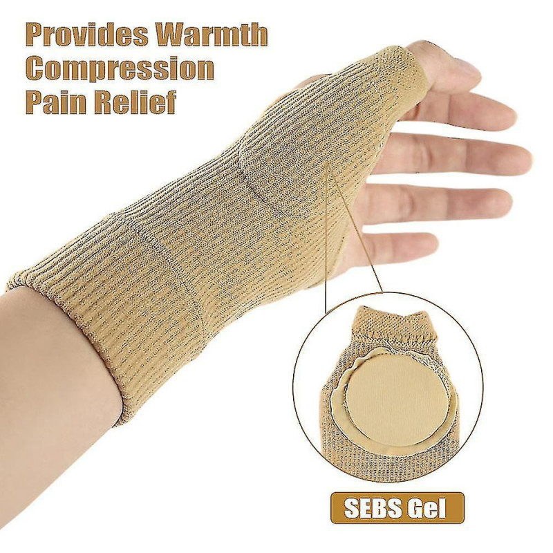 Compression therapy gel filled thumb hand wrist support gloves for tenosynovitis arthritis
