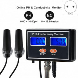 2 in 1 Digital Online PH EC Monitor Conductivity Water Quality Tester Monitoring for Fish Tank Aquarium EU Plug