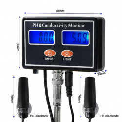 2 in 1 Digital Online PH EC Monitor Conductivity Water Quality Tester Monitoring for Fish Tank Aquarium EU Plug