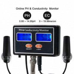 2 in 1 Digital Online PH EC Monitor Conductivity Water Quality Tester Monitoring for Fish Tank Aquarium EU Plug