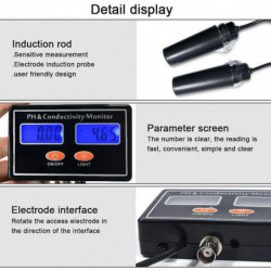 2 in 1 Digital Online PH EC Monitor Conductivity Water Quality Tester Monitoring for Fish Tank Aquarium EU Plug