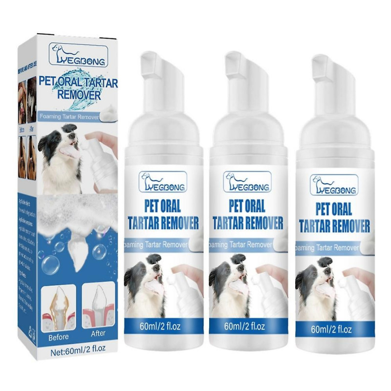 3pcs 60ml Spray De Nettoyage Des Dents Pour Chiens Et Chats Animaux De Compagnie Oral Mauvaise Haleine Plaque