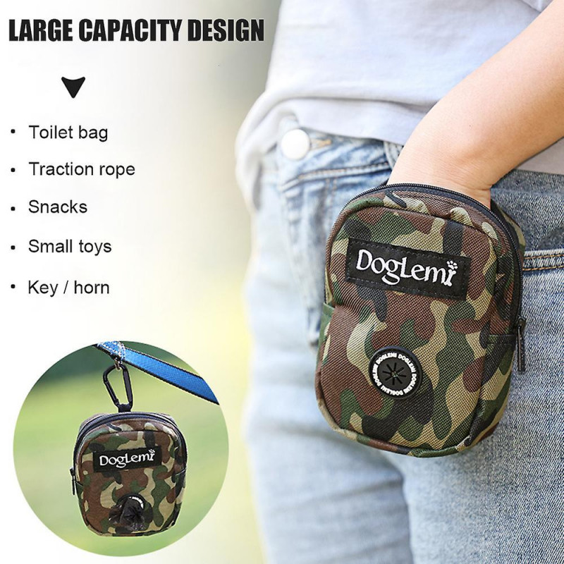 Dog Snack Pouch Built-in Dog Waste Bag Dispenser Portable Dog Training Bag