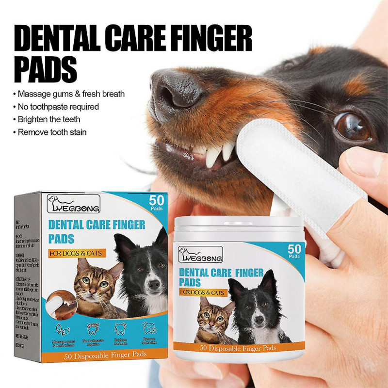 Teeth Cleaning Wipes for Dogs & Cats,- Freshens Breath, No-Rinse Dog Finger Toothbrush