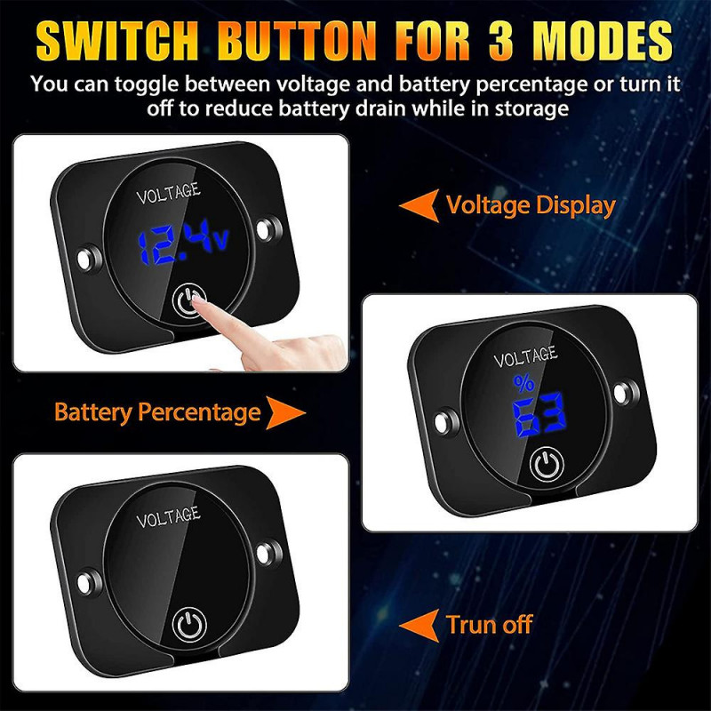 2 Pack LED Digital Voltmeter with Contact Switch,DC 12V 24V Car Voltmeter LED Digital Display Water