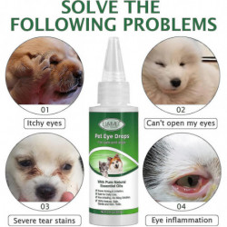 Gouttes ophtalmiques pour animaux de compagnie Lubrifiant nettoyant pour les yeux, enlever les marques de larmes [...]