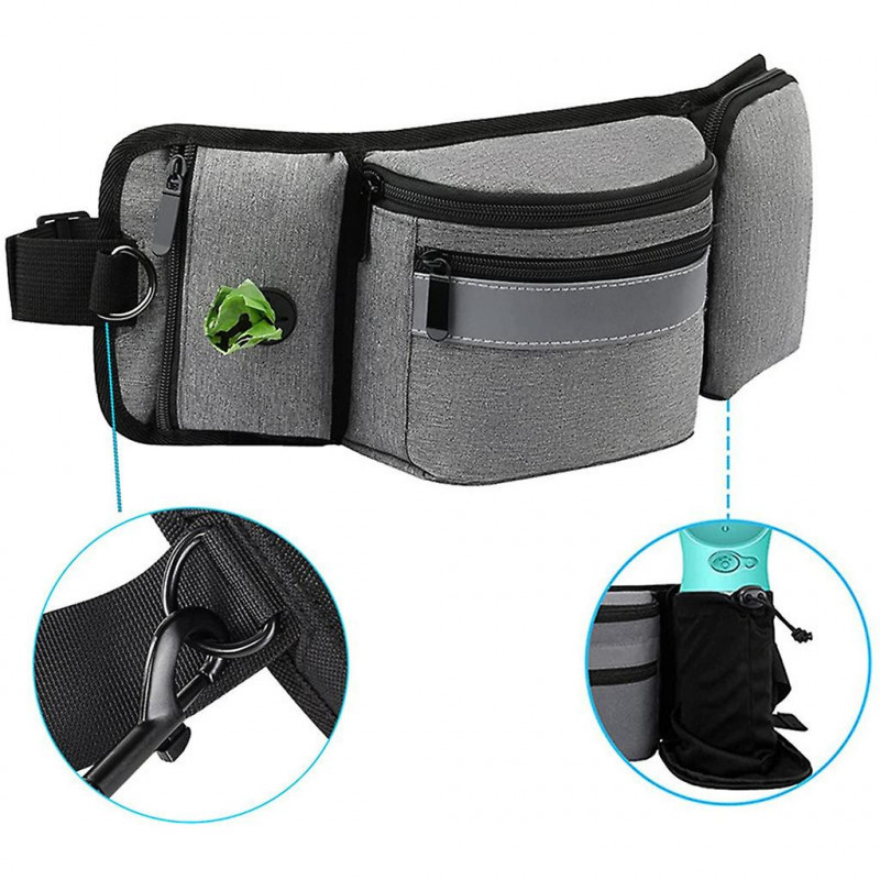 Dogs Outdoor Treat Pouch With Bottle Holder Poopbag Dispenser Pet Travel Supply