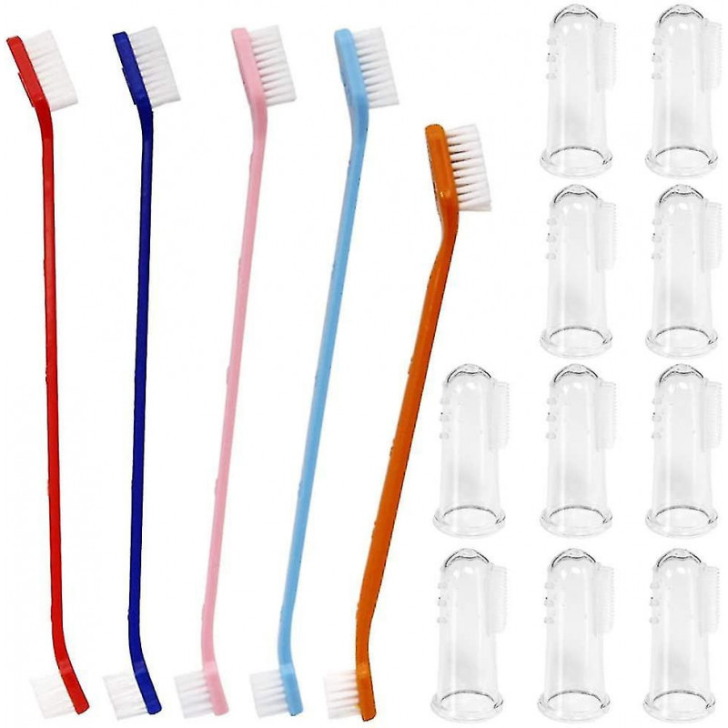 Set Of 15, Pet Toothbrush Set, 5 Dual Headed Toothbrush Dog Toothbrush And 10 Finger Toothbrush For Dog And Cat [...]