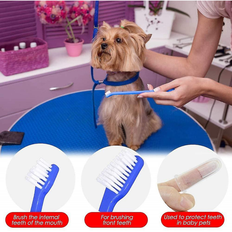 Set Of 15, Pet Toothbrush Set, 5 Dual Headed Toothbrush Dog Toothbrush And 10 Finger Toothbrush For Dog And Cat [...]
