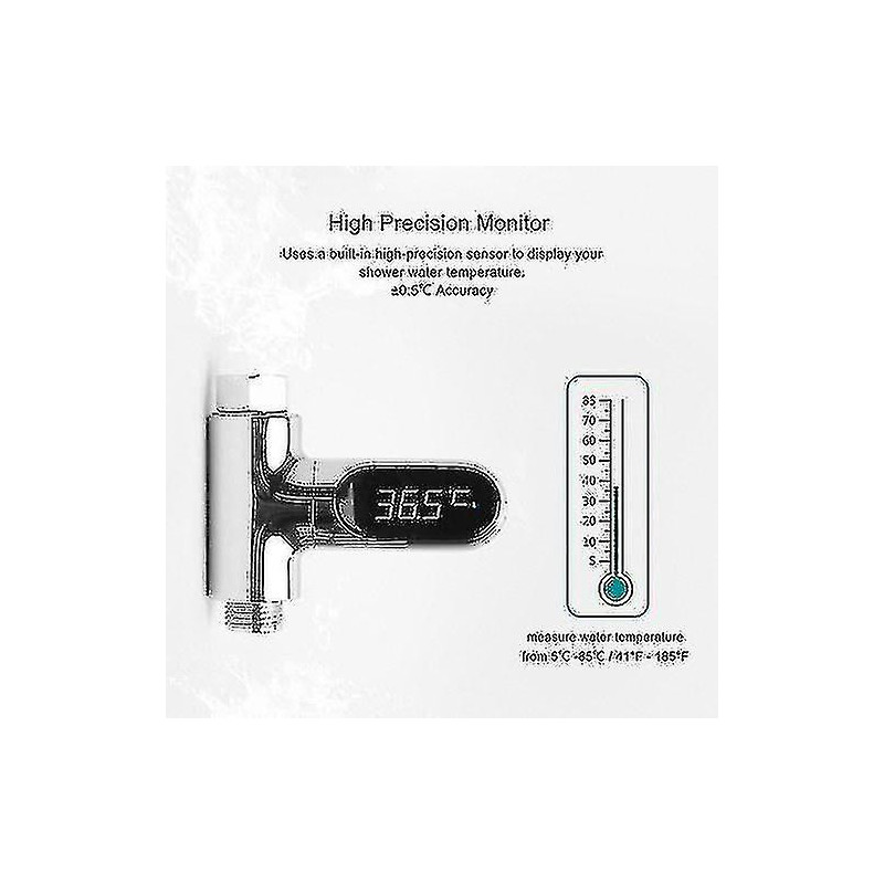 Led Display Water Meter Thermomètre de douche numérique Bain Température Moniteur température Température
