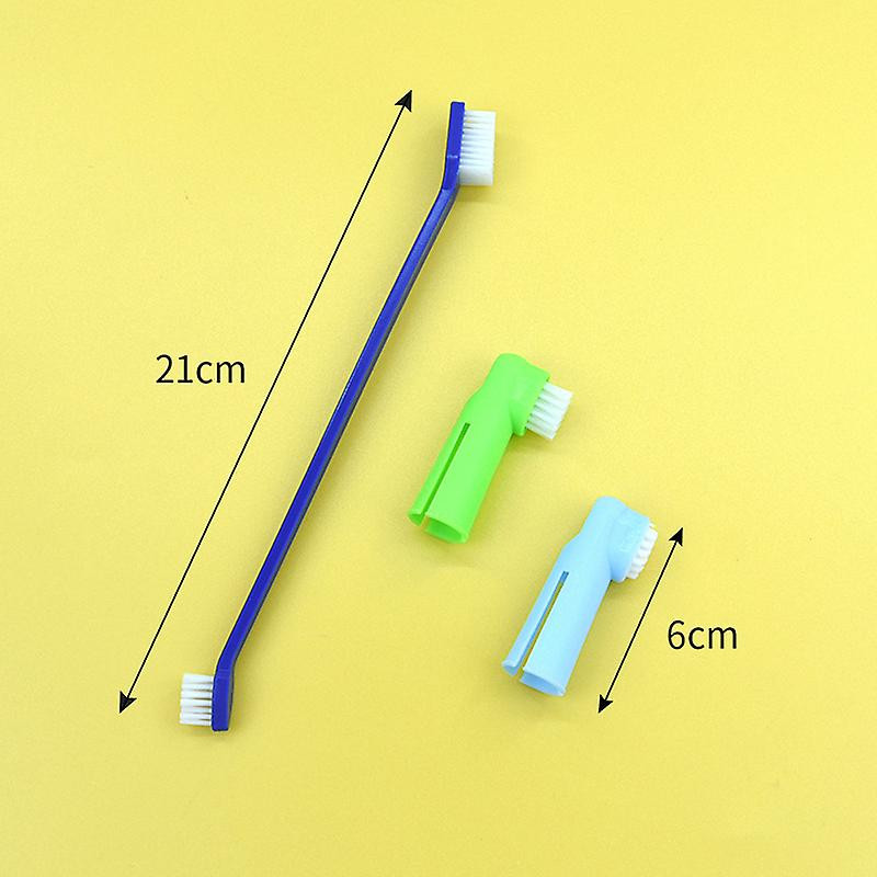 Pet Toothbrush Three-piece Toothbrush Dog Finger Brush Cat Finger Cover