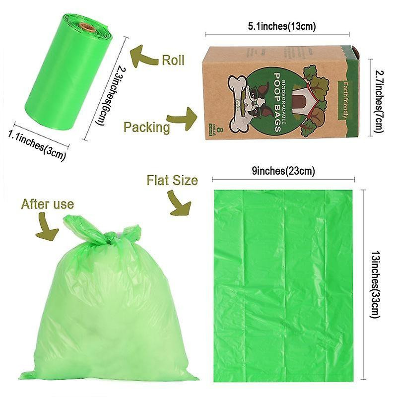 Dog poop bag, 8 rolls green, thick and durable, easy to disassemble, waterproof dog poop bag for pet